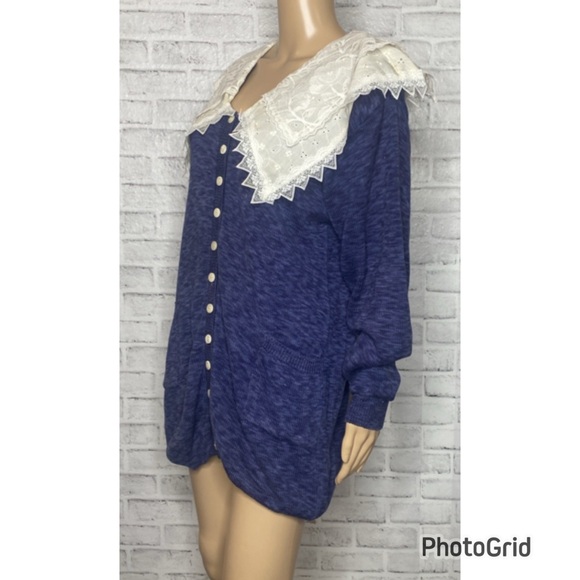 Gunne Sax vintage 90s lace collar cardigan sweater - Picture 2 of 5
